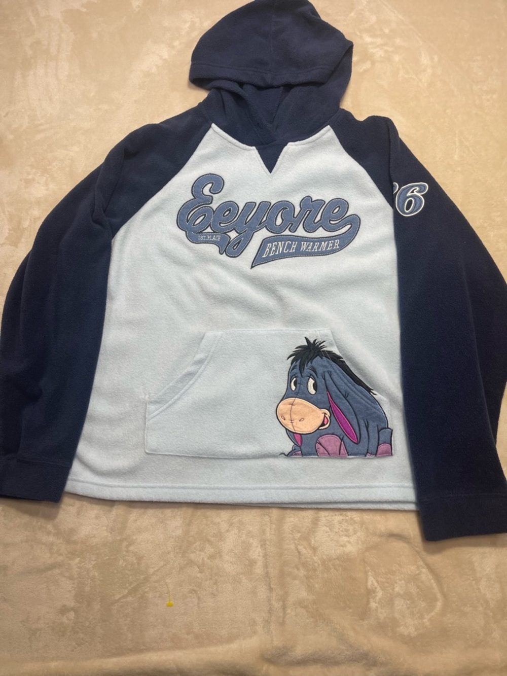 Eeyore Disney Hoodie Bench Warmer Blue Adult XL Pooh 66 Sweatshirt